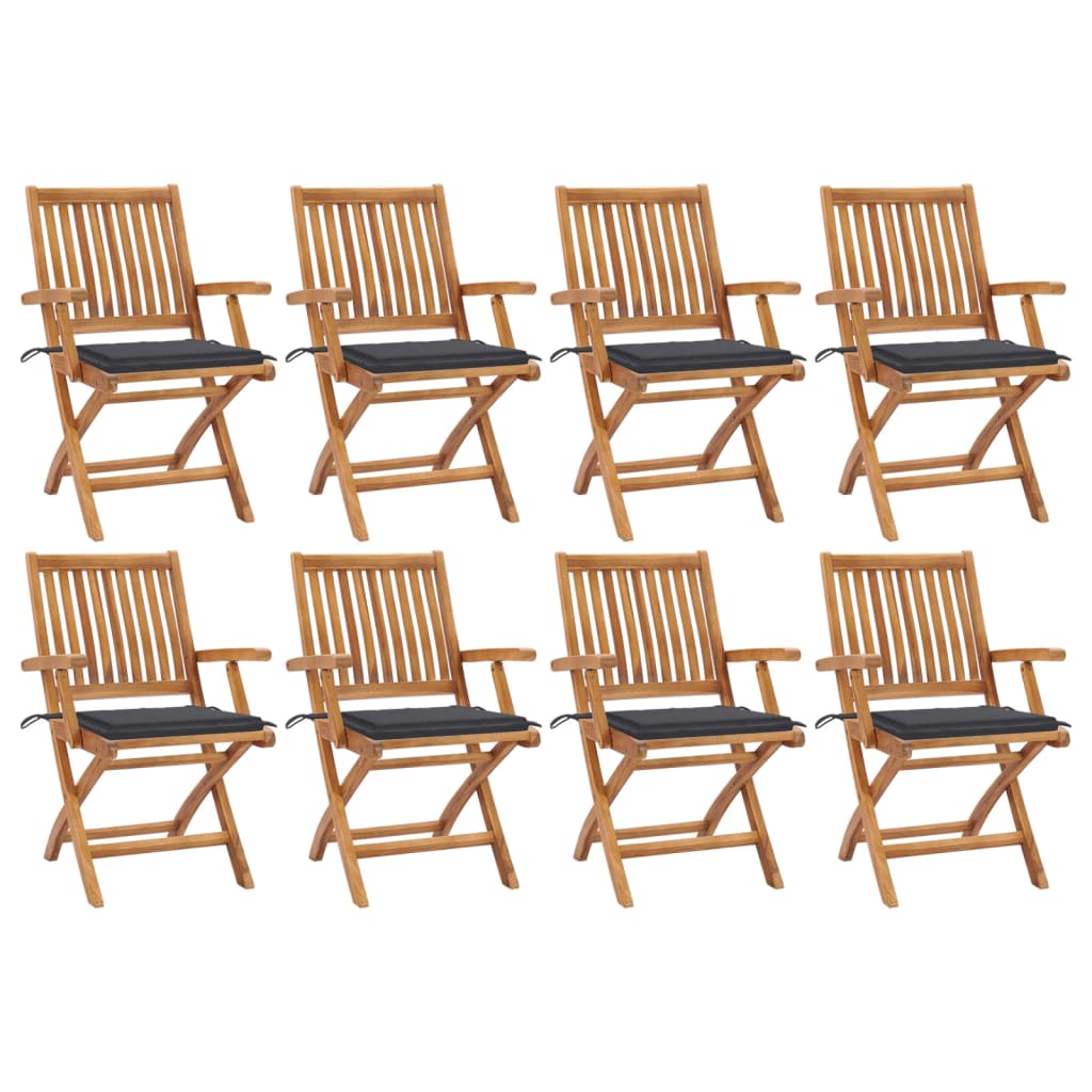 Klappbare Gartenstühle Mit Kissen 6 Stk. Massivholz Teak Anthrazit