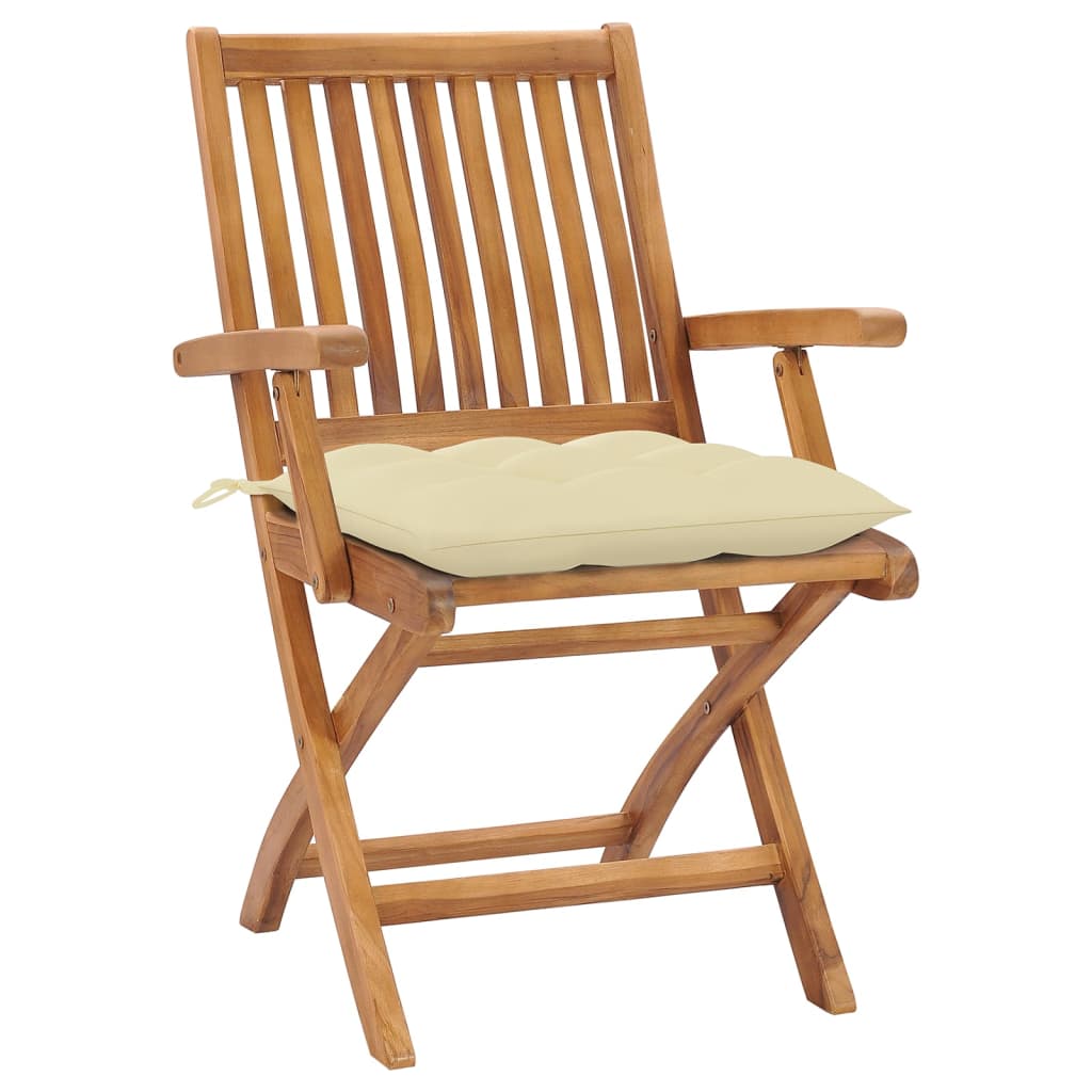 Klappbare Gartenstühle Mit Kissen 8 Stk. Massivholz Teak Creme
