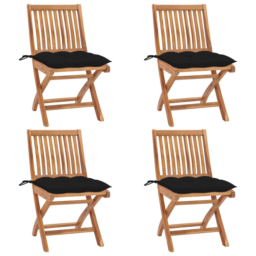 Klappbare Gartenstühle Mit Kissen 8 Stk. Massivholz Teak Schwarz