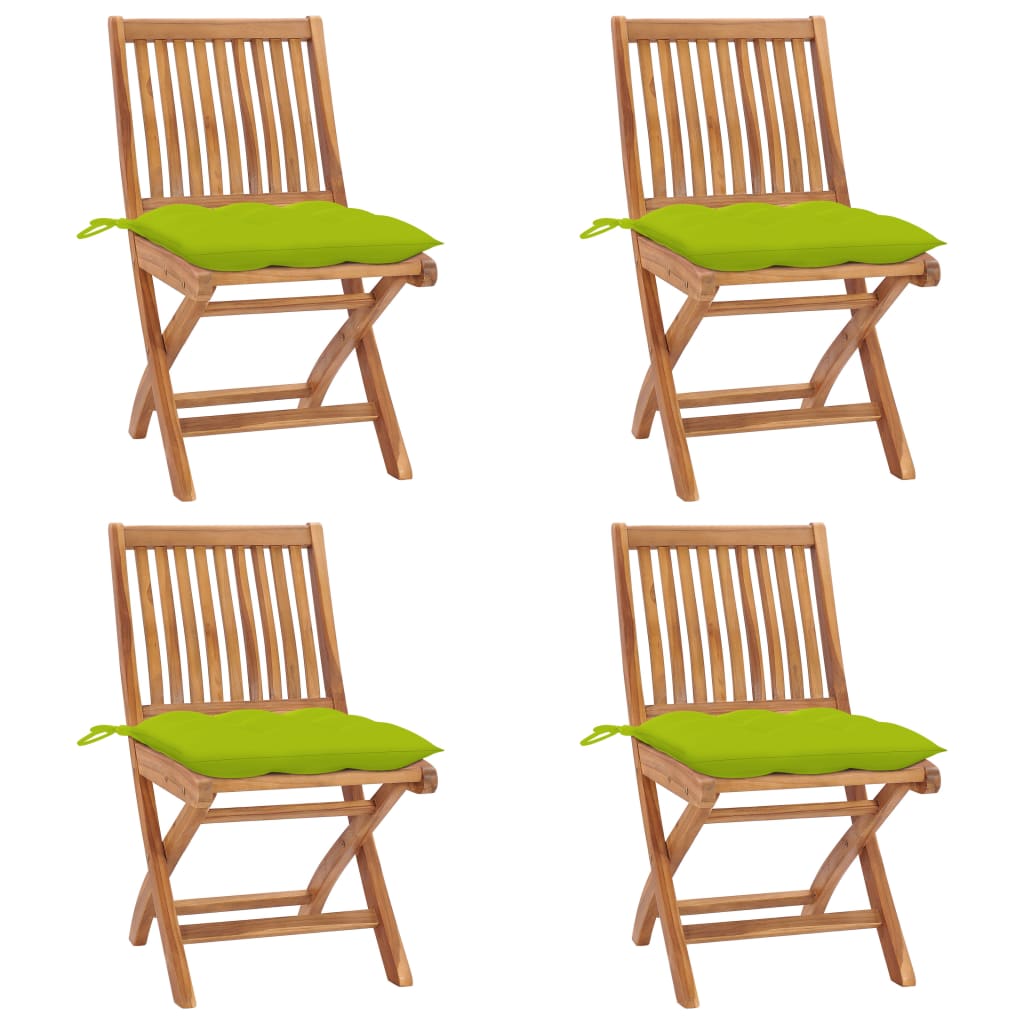 Klappbare Gartenstühle Mit Kissen 8 Stk. Massivholz Teak Knallgrün