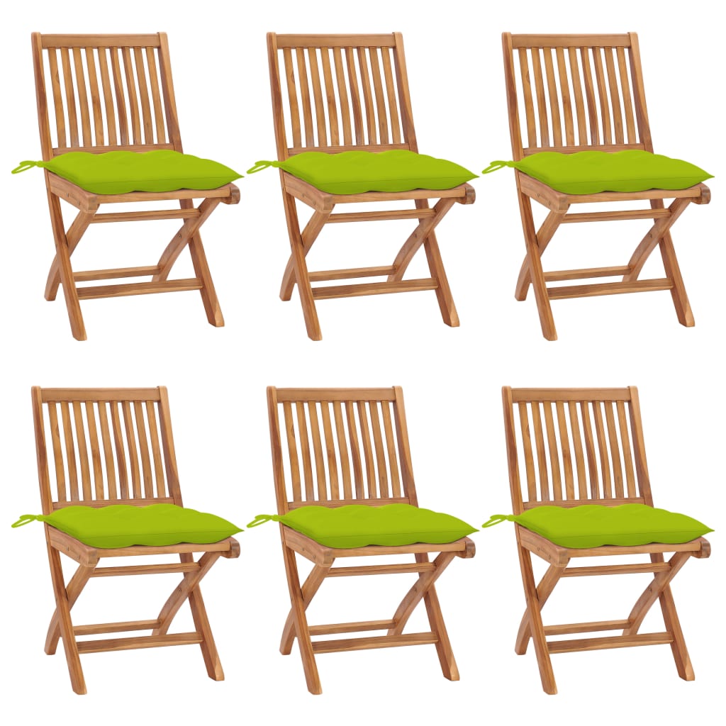 Klappbare Gartenstühle Mit Kissen 8 Stk. Massivholz Teak Knallgrün
