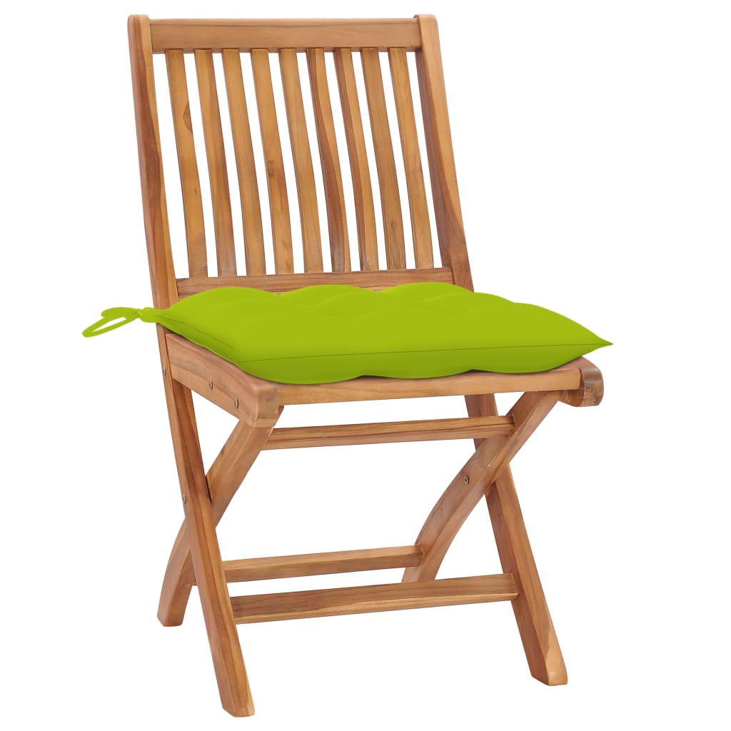 Klappbare Gartenstühle Mit Kissen 8 Stk. Massivholz Teak Knallgrün