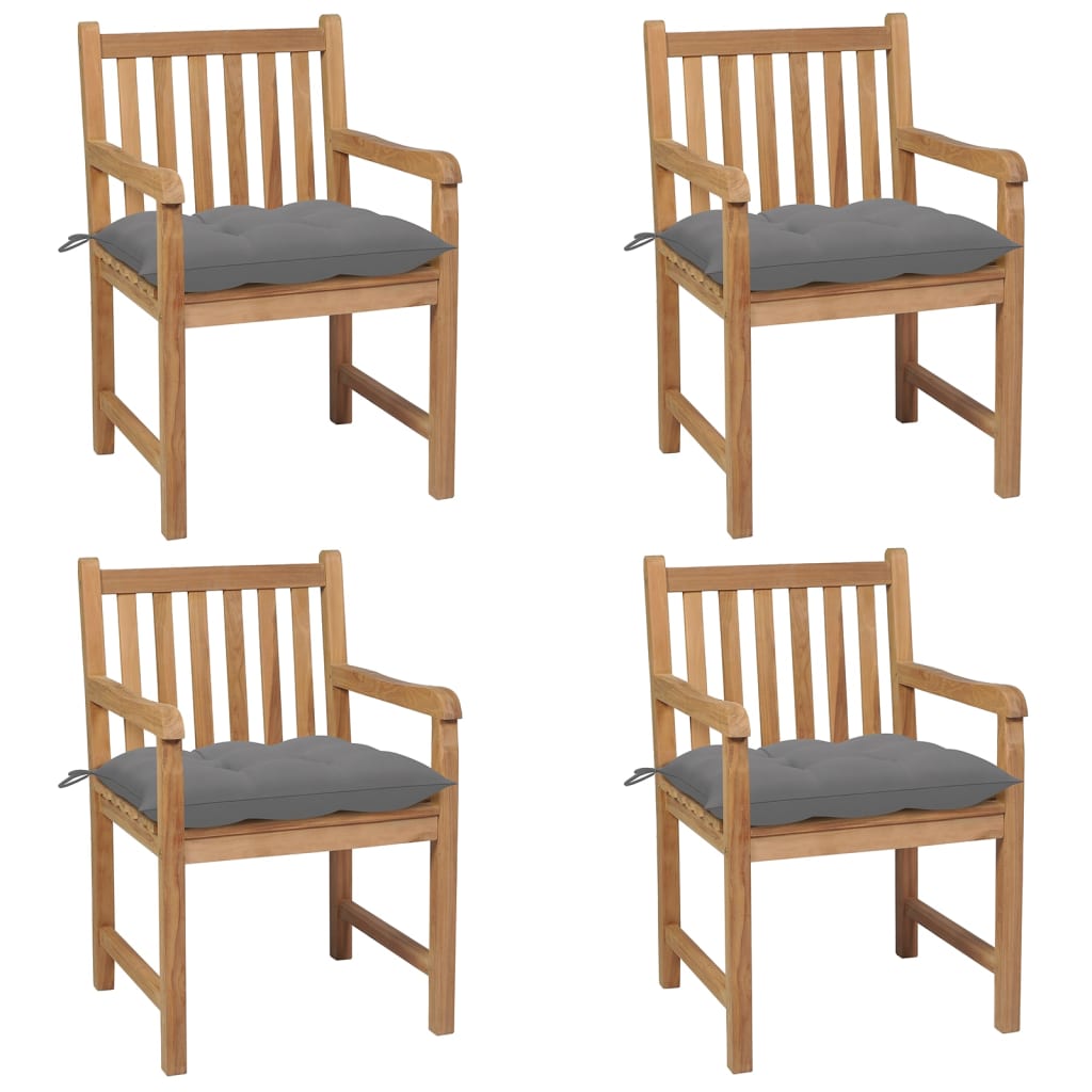 Gartenstühle 8 Stk. Mit Weißen Kissen Massivholz Teak