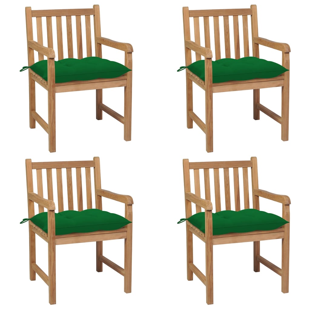 Gartenstühle 8 Stk. Mit Weißen Kissen Massivholz Teak