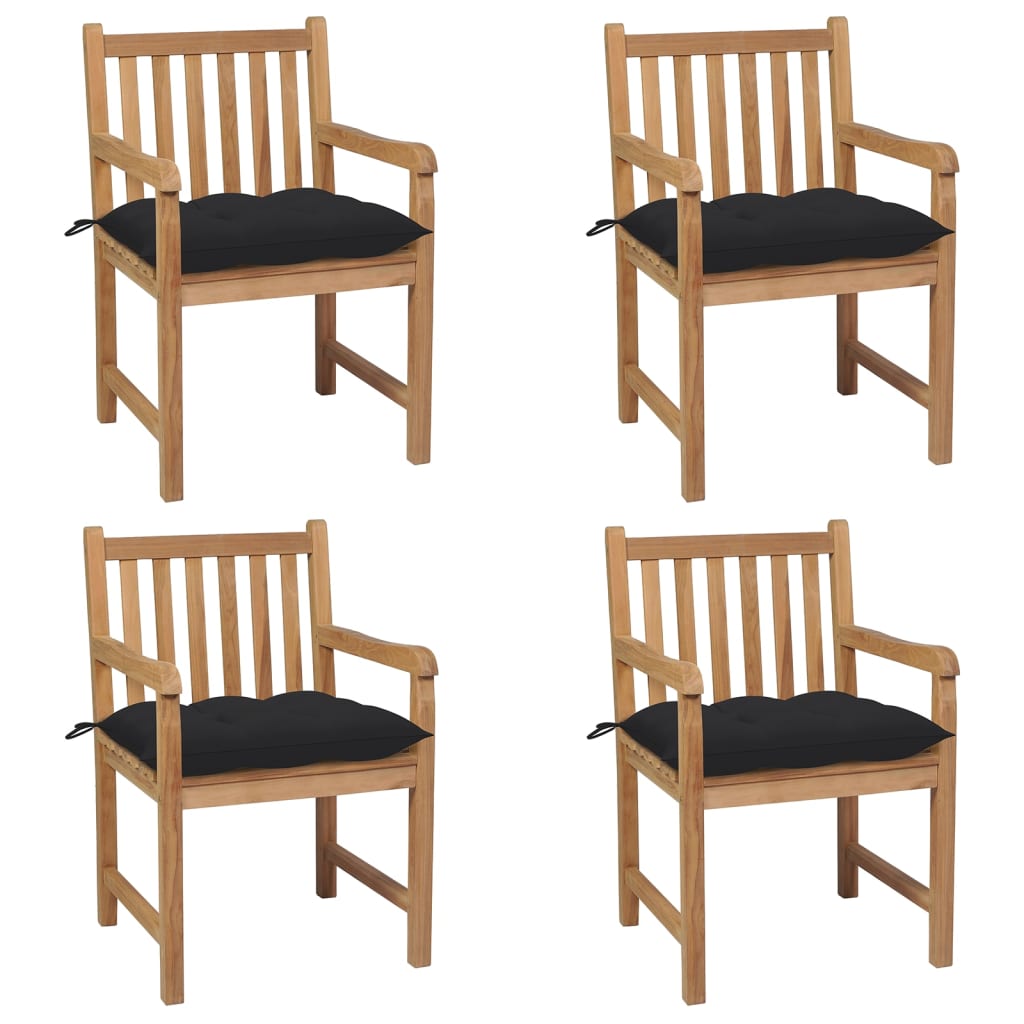 Gartenstühle 8 Stk. Mit Weißen Kissen Massivholz Teak