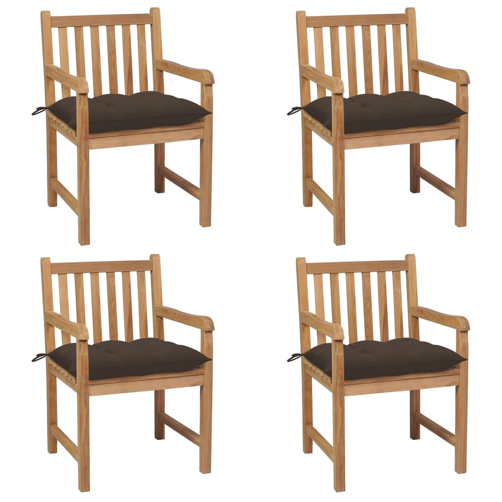 Gartenstühle 8 Stk. Mit Weißen Kissen Massivholz Teak