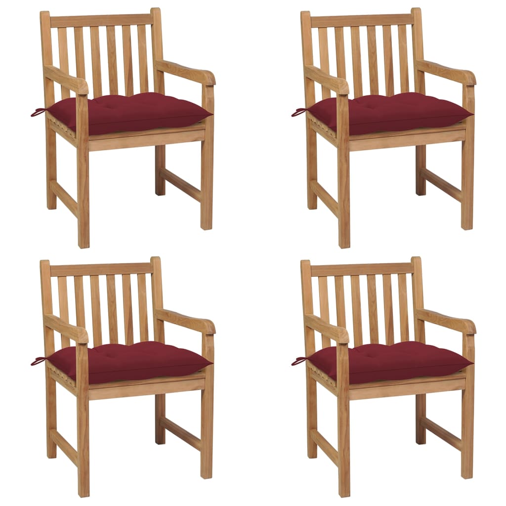 Gartenstühle 8 Stk. Mit Weißen Kissen Massivholz Teak