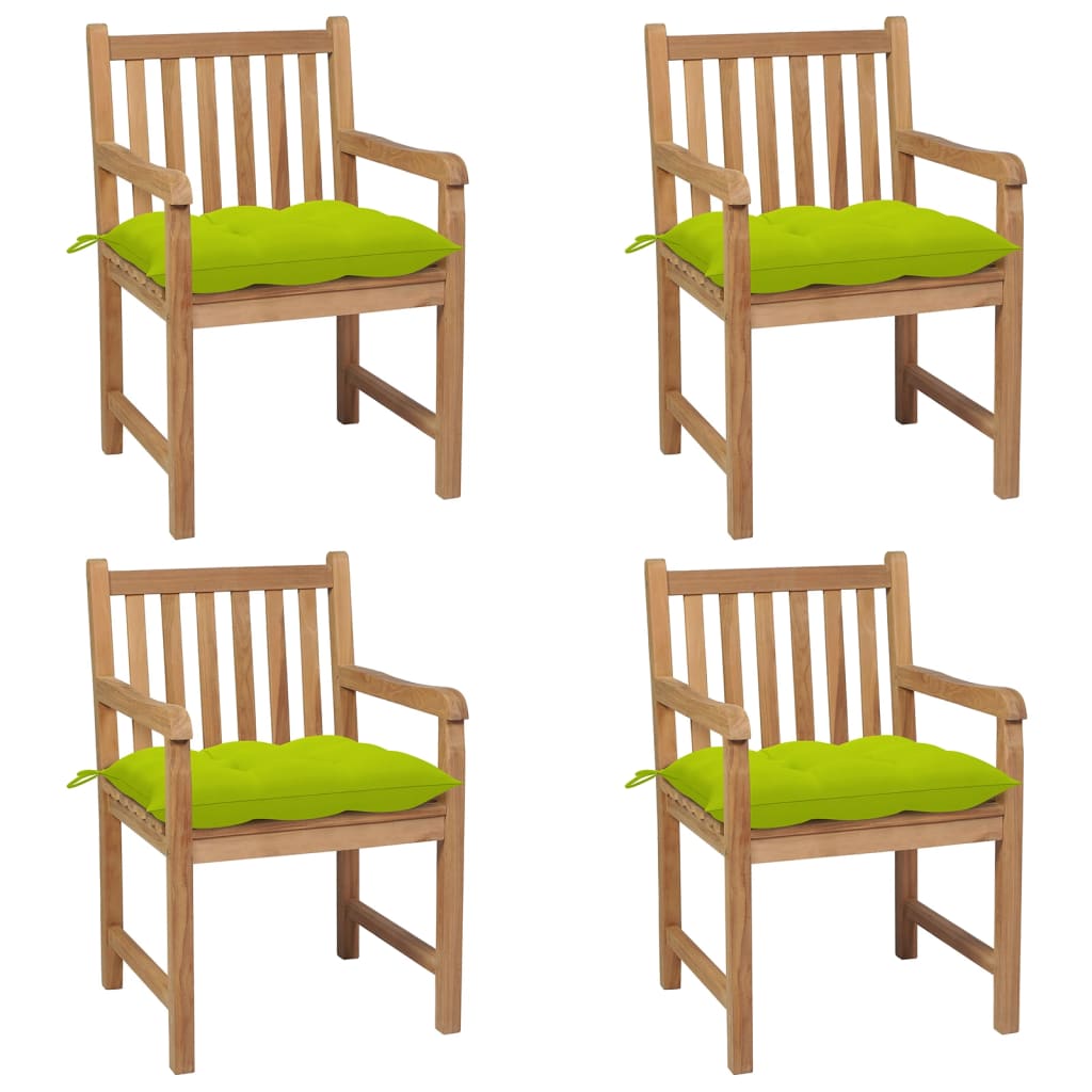 Gartenstühle 8 Stk. Mit Weißen Kissen Massivholz Teak