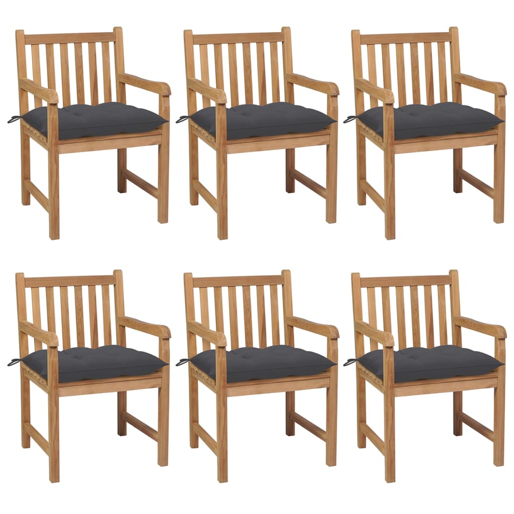 Gartenstühle 8 Stk. Mit Weißen Kissen Massivholz Teak