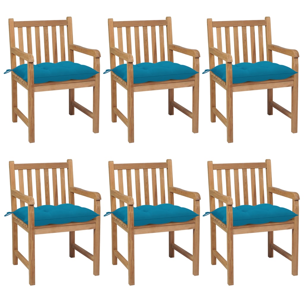 Gartenstühle 8 Stk. Mit Weißen Kissen Massivholz Teak