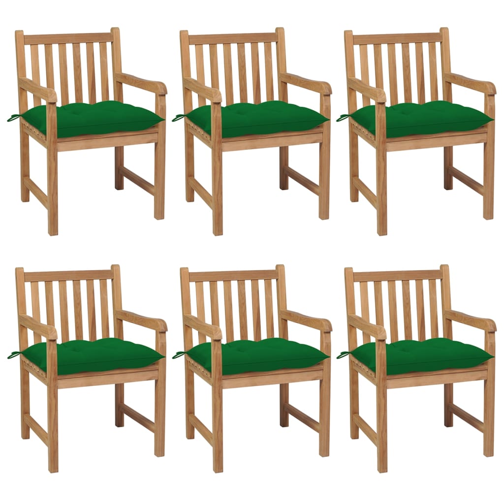 Gartenstühle 8 Stk. Mit Weißen Kissen Massivholz Teak
