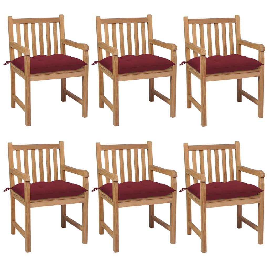 Gartenstühle 8 Stk. Mit Weißen Kissen Massivholz Teak