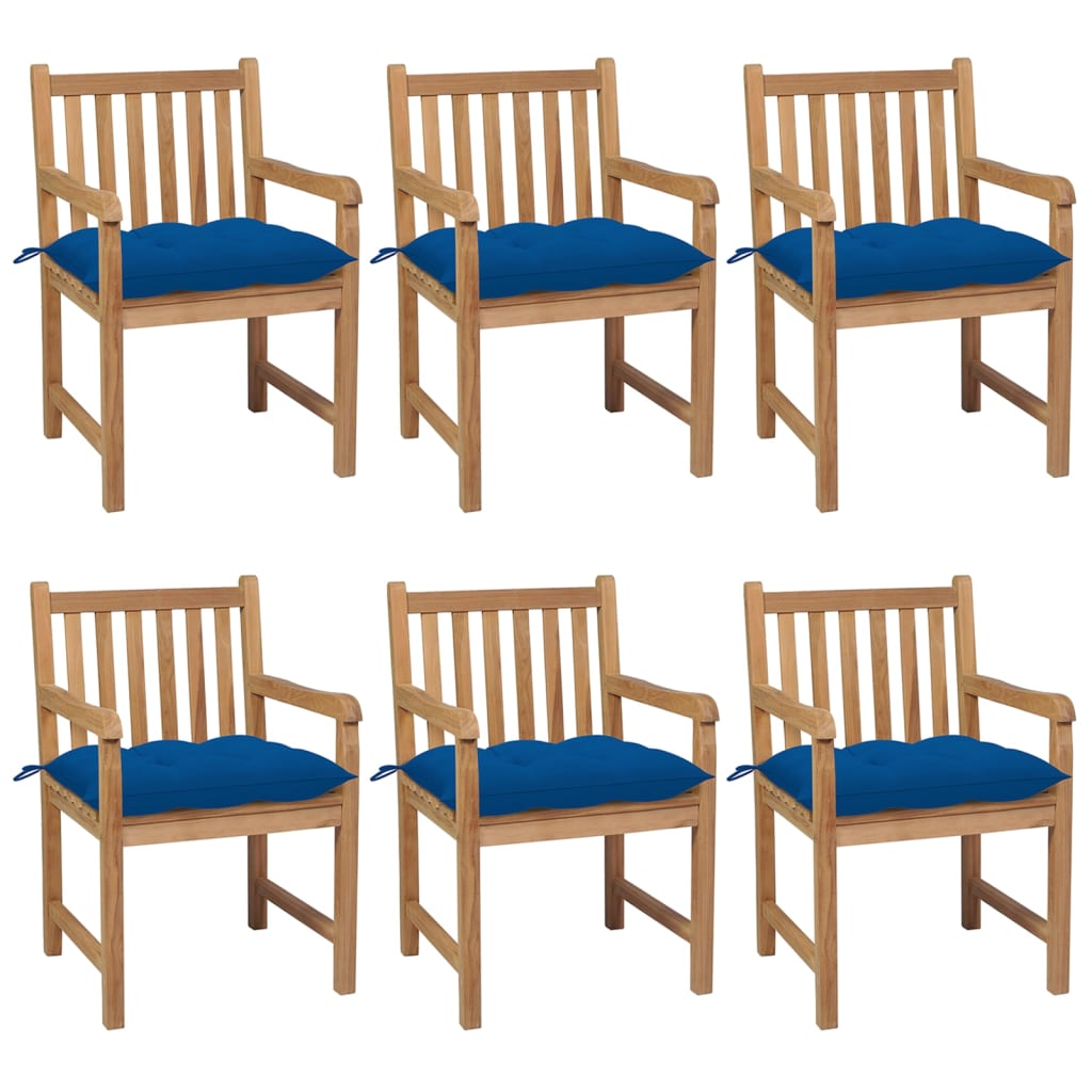 Gartenstühle 8 Stk. Mit Weißen Kissen Massivholz Teak