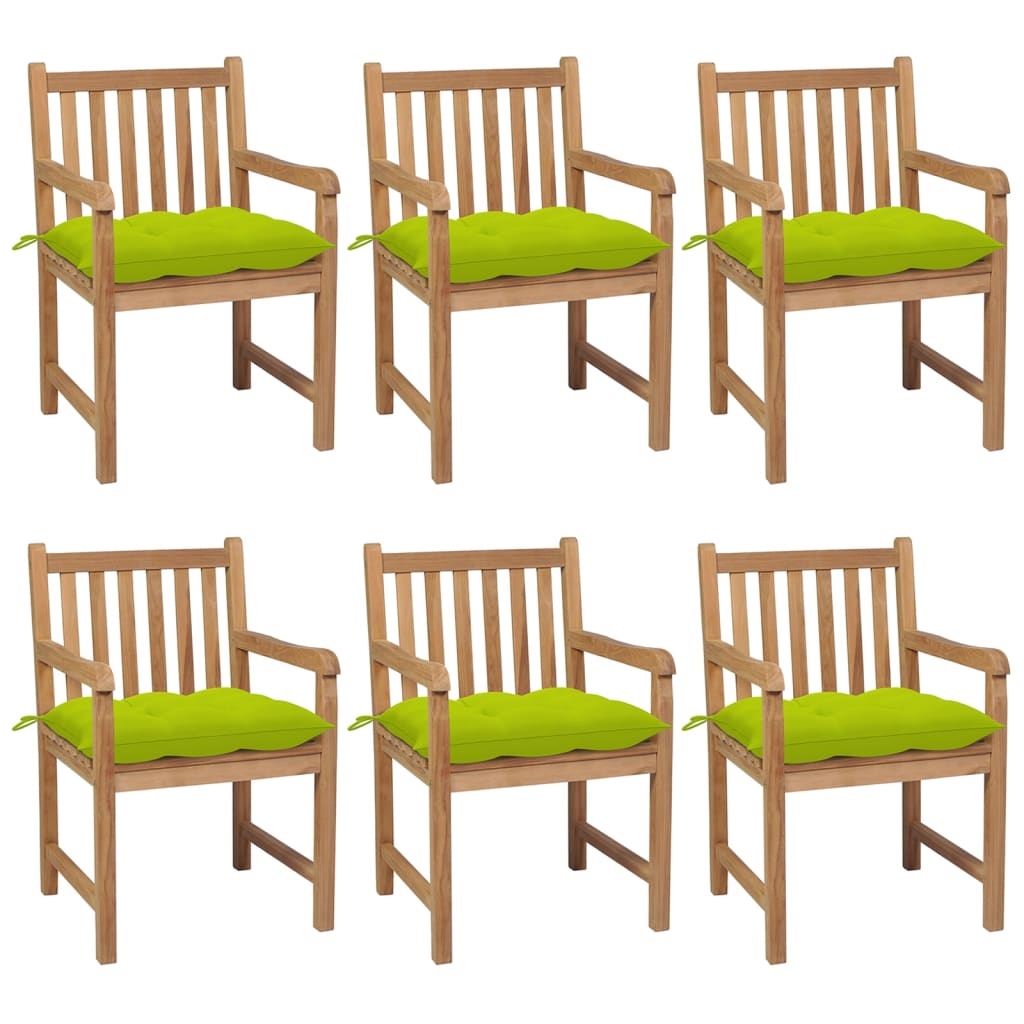 Gartenstühle 8 Stk. Mit Weißen Kissen Massivholz Teak