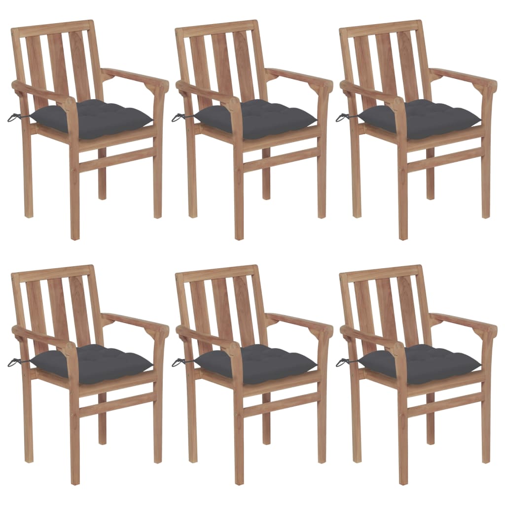 Stapelbare Gartenstühle Mit Kissen 8 Stk. Massivholz Teak