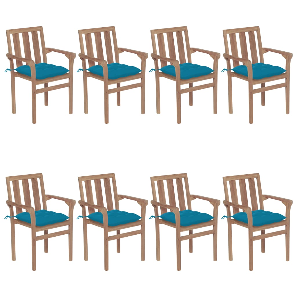 Stapelbare Gartenstühle Mit Kissen 8 Stk. Massivholz Teak