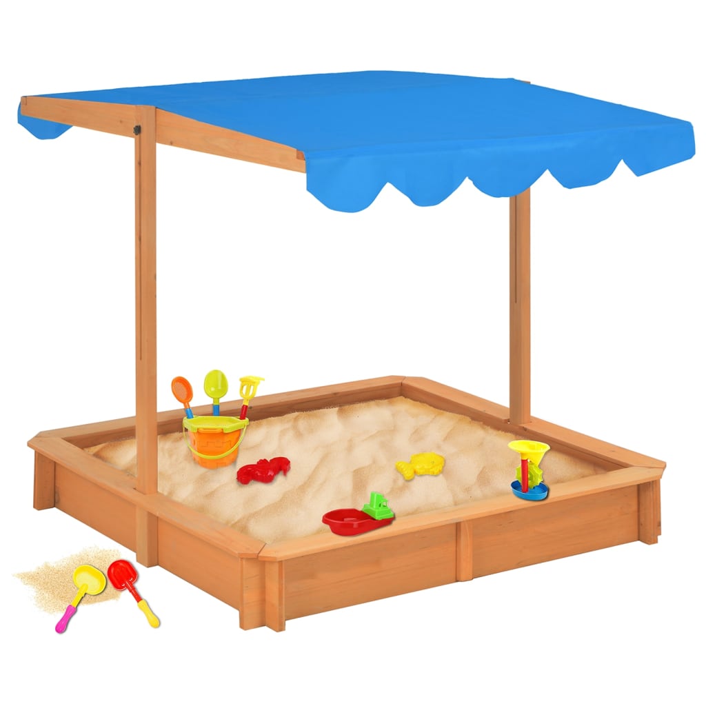 Sandkasten Mit Verstellbarem Dach Tannenholz 115X115X115 Cm