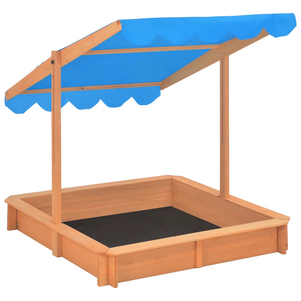 Sandkasten Mit Verstellbarem Dach Tannenholz 115X115X115 Cm