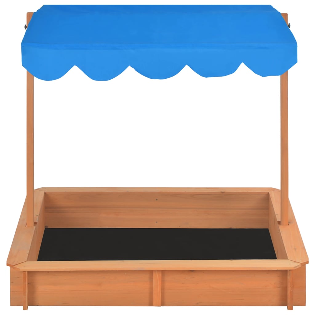 Sandkasten Mit Verstellbarem Dach Tannenholz 115X115X115 Cm