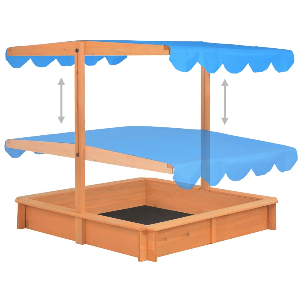 Sandkasten Mit Verstellbarem Dach Tannenholz 115X115X115 Cm