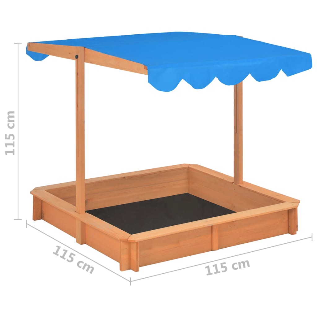 Sandkasten Mit Verstellbarem Dach Tannenholz 115X115X115 Cm