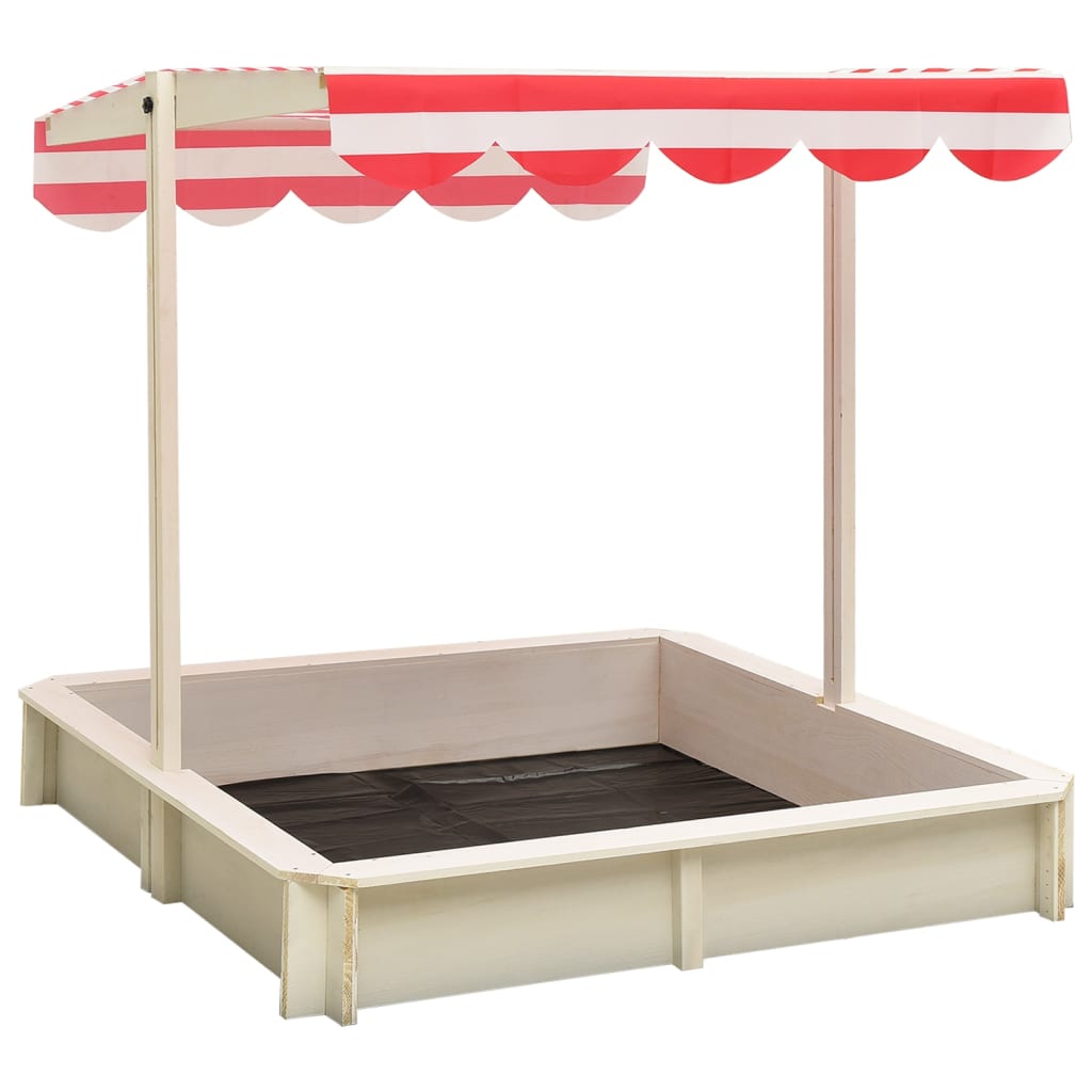 Sandkasten Mit Verstellbarem Dach Tannenholz 115X115X115 Cm