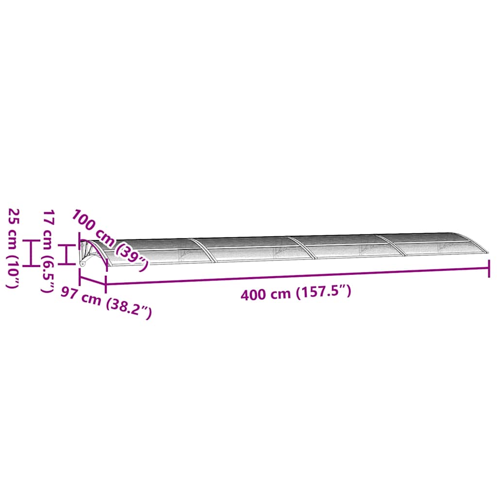 Türvordach Schwarz Polycarbonat
