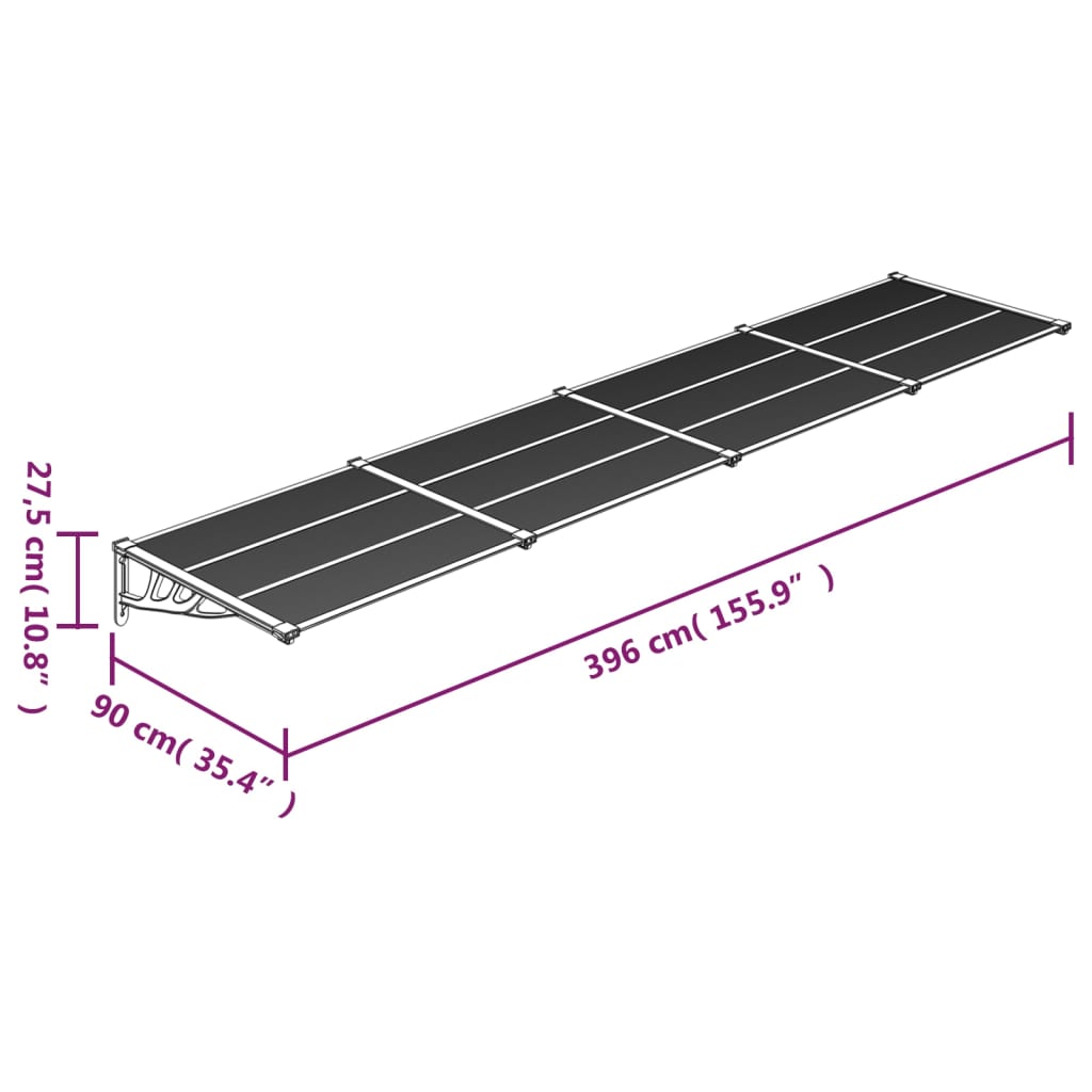 Türvordach Schwarz Und Transparent Polycarbonat