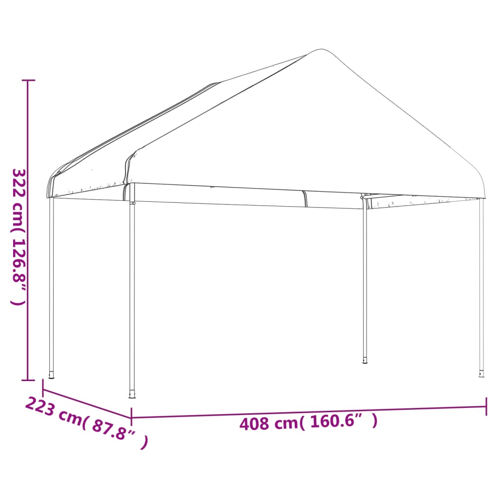 Pavillon Mit Dach Weiß 20,07X4,08X3,22 M Polyethylen