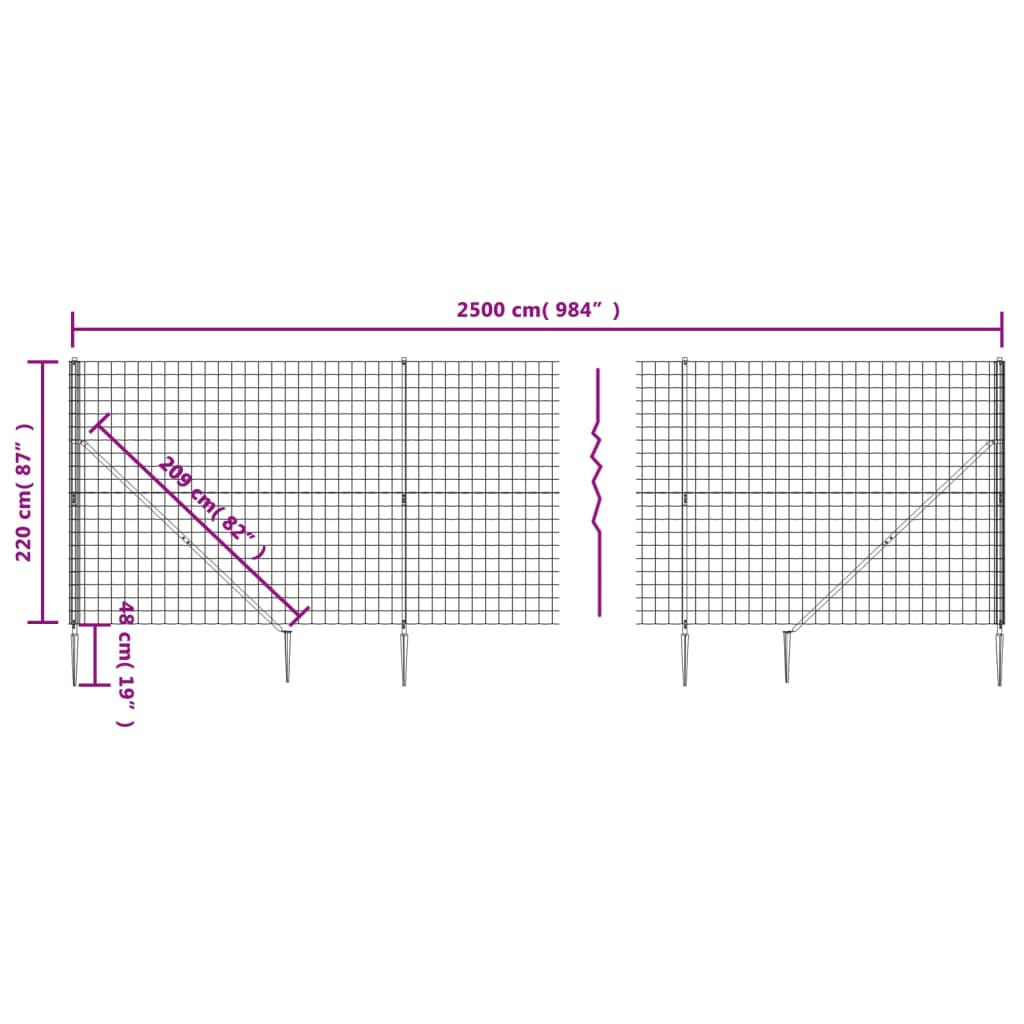 Maschendrahtzaun Mit Bodenhülsen 2,2X25 M