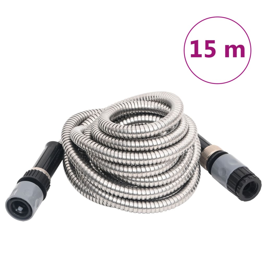 Gartenschlauch Mit Sprühdüse Silbern 0,6" Edelstahl