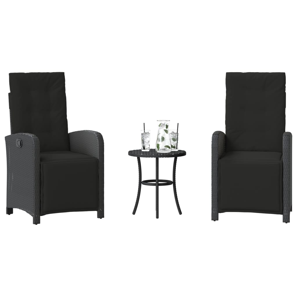 3-Tlg. Bistro-Set Mit Kissen Poly Rattan
