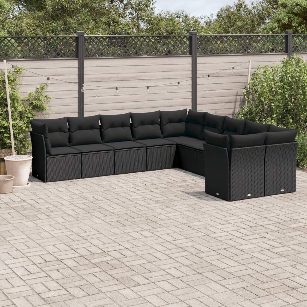 11-Tlg. Garten-Sofagarnitur Mit Kissen Beige Poly Rattan