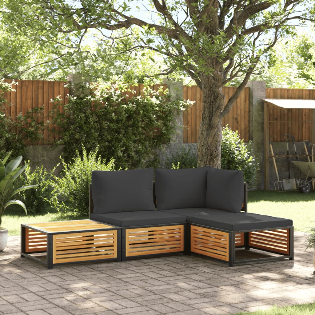 12-Tlg. Garten-Sofagarnitur Mit Kissen Massivholz Akazie