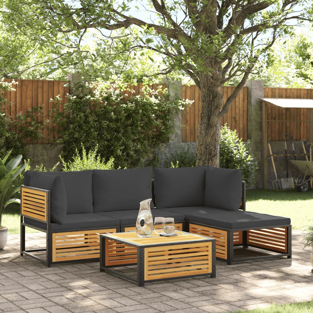 12-Tlg. Garten-Sofagarnitur Mit Kissen Massivholz Akazie