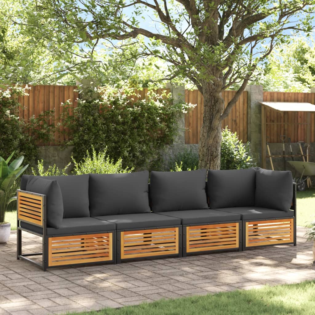 12-Tlg. Garten-Sofagarnitur Mit Kissen Massivholz Akazie