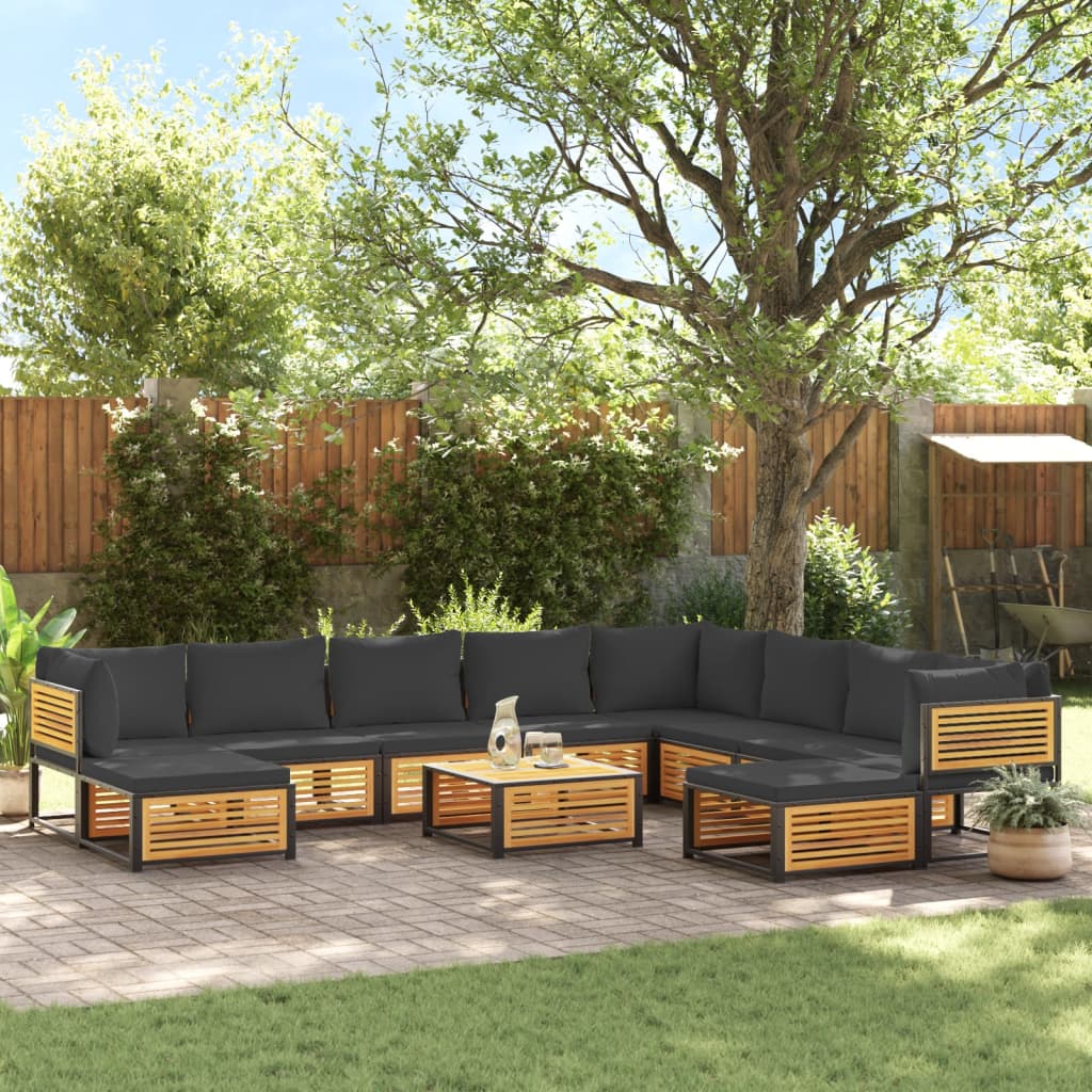 12-Tlg. Garten-Sofagarnitur Mit Kissen Massivholz Akazie