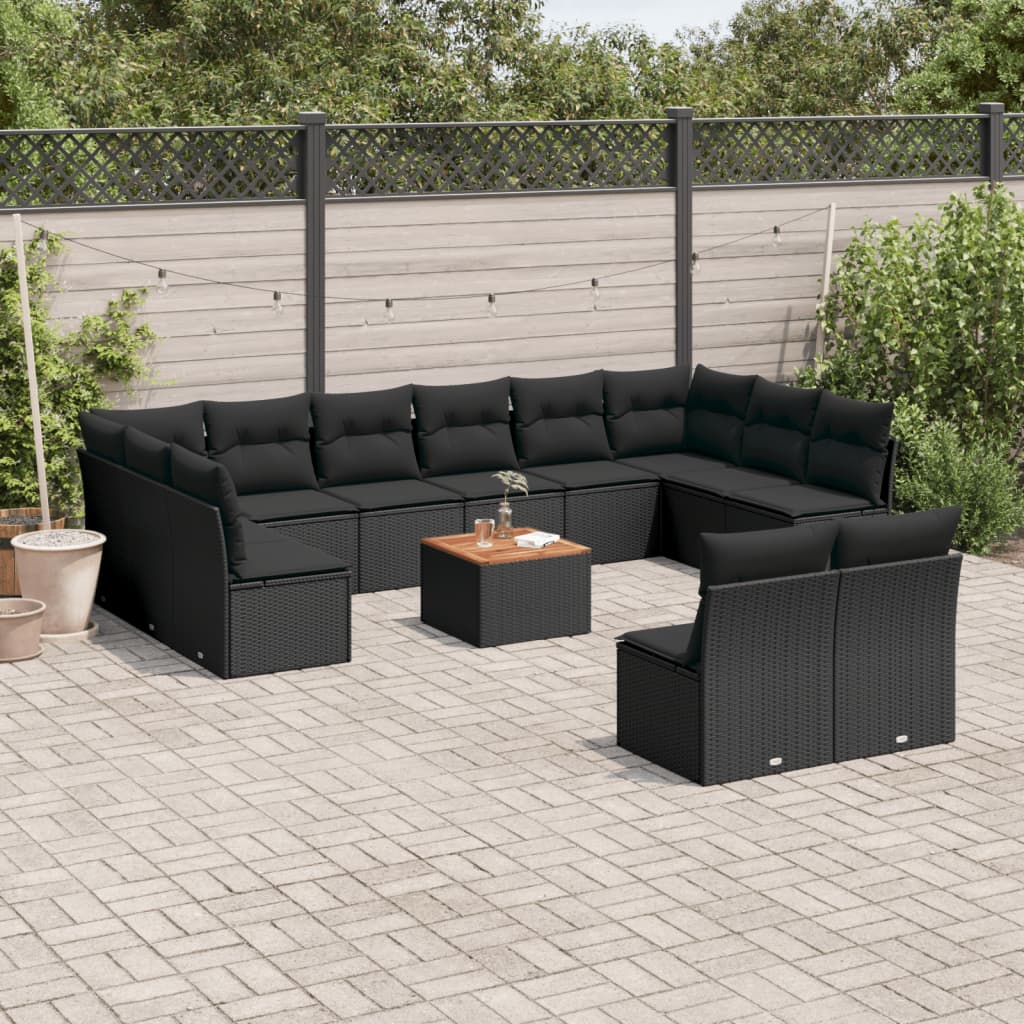 13-Tlg. Garten-Sofagarnitur Mit Kissen Poly Rattan