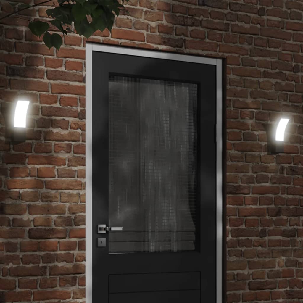 Led-Außenwandleuchten Mit Sensor 2 Stk. Aludruckguss Schwarz