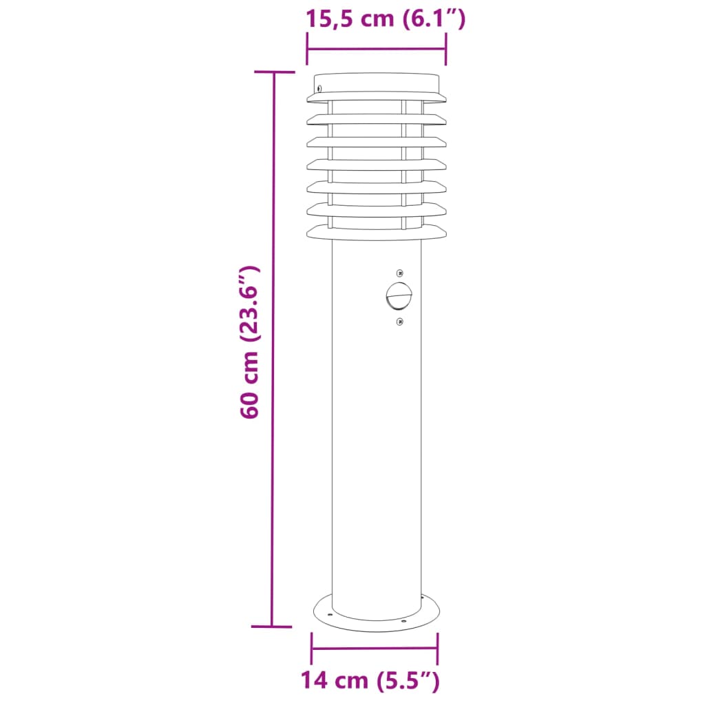 Wegeleuchten Mit Bewegungsmelder 3 Stk. 60 Cm Edelstahl Schwarz