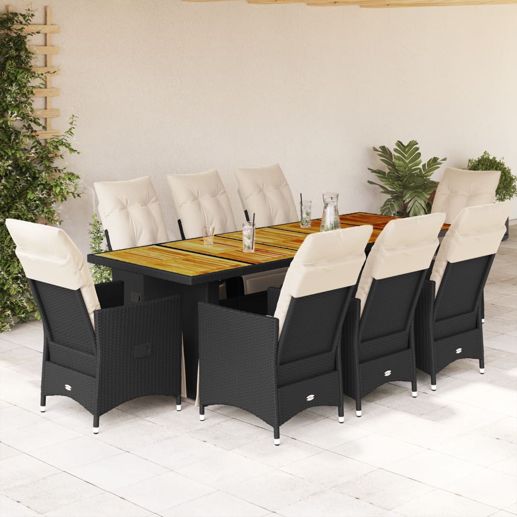11-Tlg. Garten-Bistro-Set Mit Kissen Poly Rattan