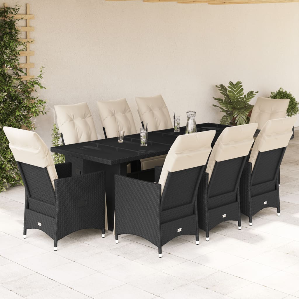 11-Tlg. Garten-Bistro-Set Mit Kissen Poly Rattan