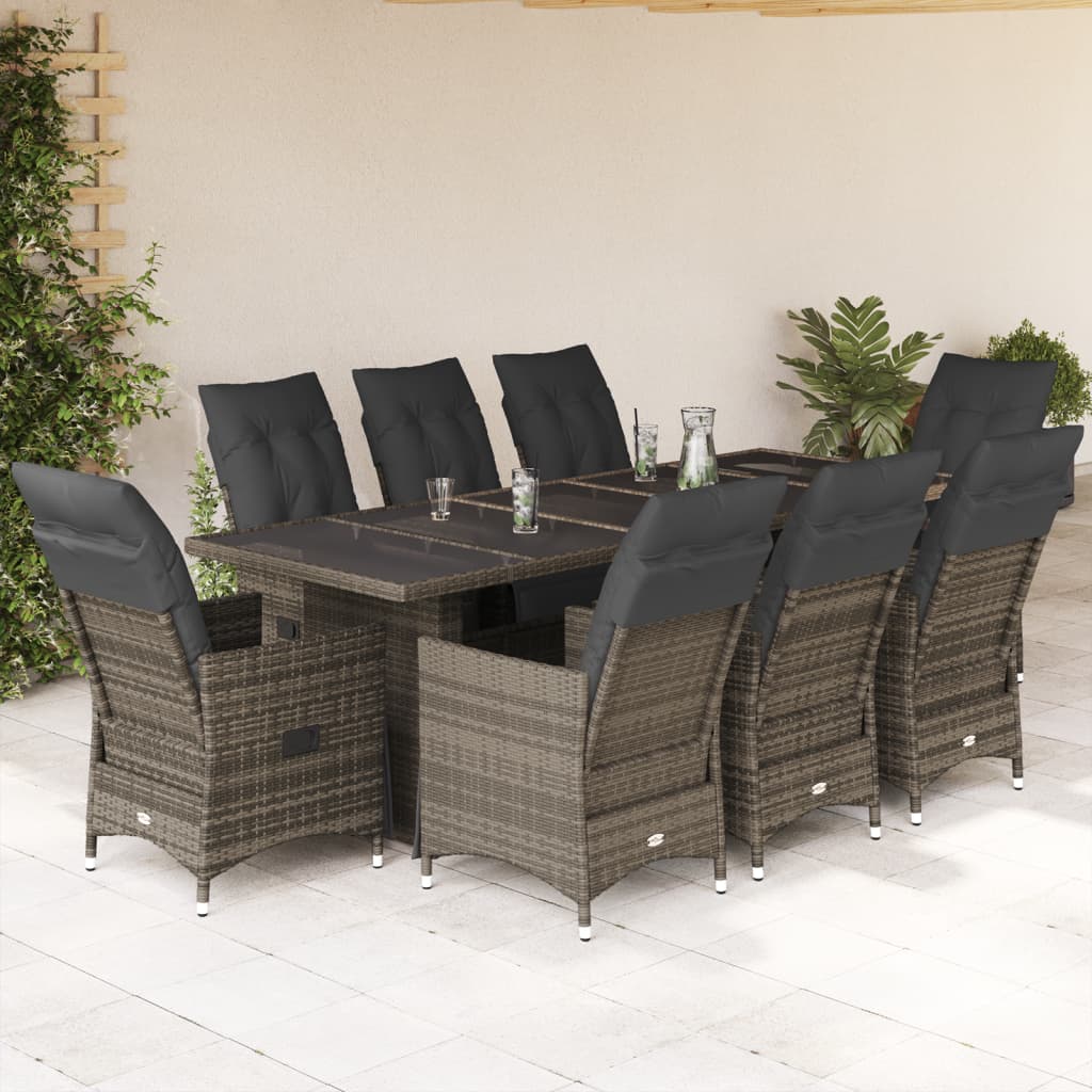 11-Tlg. Garten-Bistro-Set Mit Kissen Poly Rattan