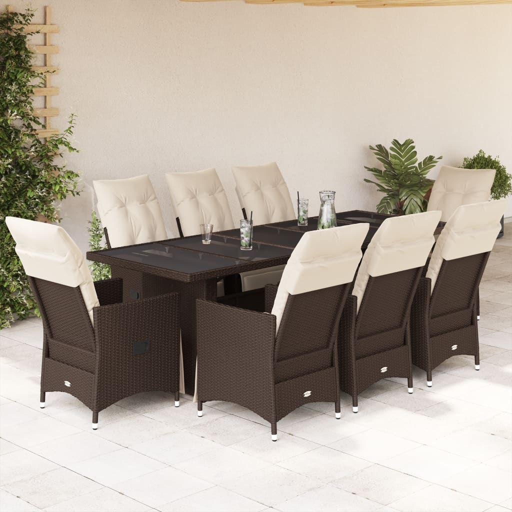 11-Tlg. Garten-Bistro-Set Mit Kissen Poly Rattan