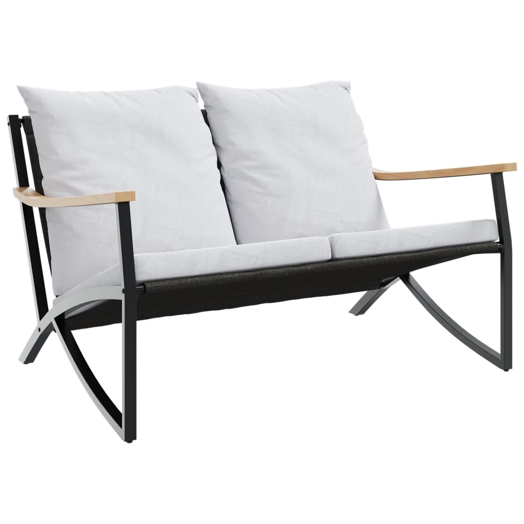 3-Tlg. Balkonmöbel-Set Mit Kissen Schwarz Stahl