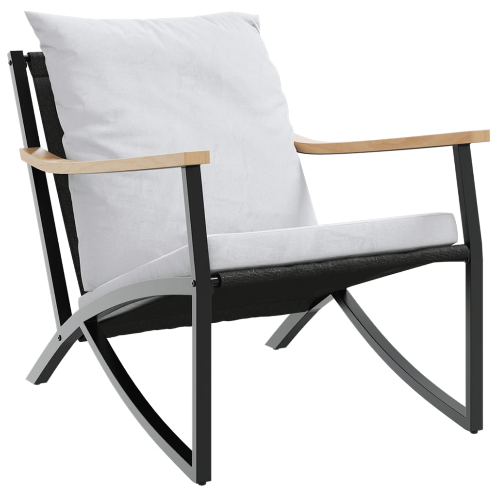3-Tlg. Balkonmöbel-Set Mit Kissen Schwarz Stahl