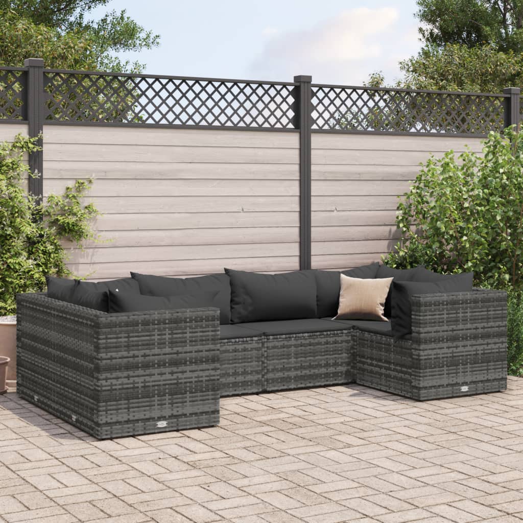 10-Tlg. Garten-Lounge-Set Mit Kissen Poly Rattan