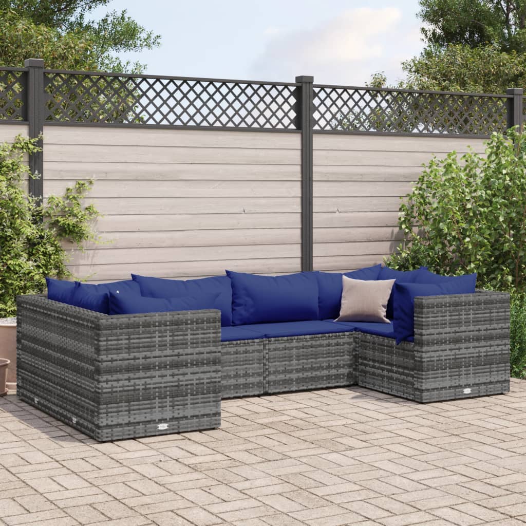 10-Tlg. Garten-Lounge-Set Mit Kissen Poly Rattan
