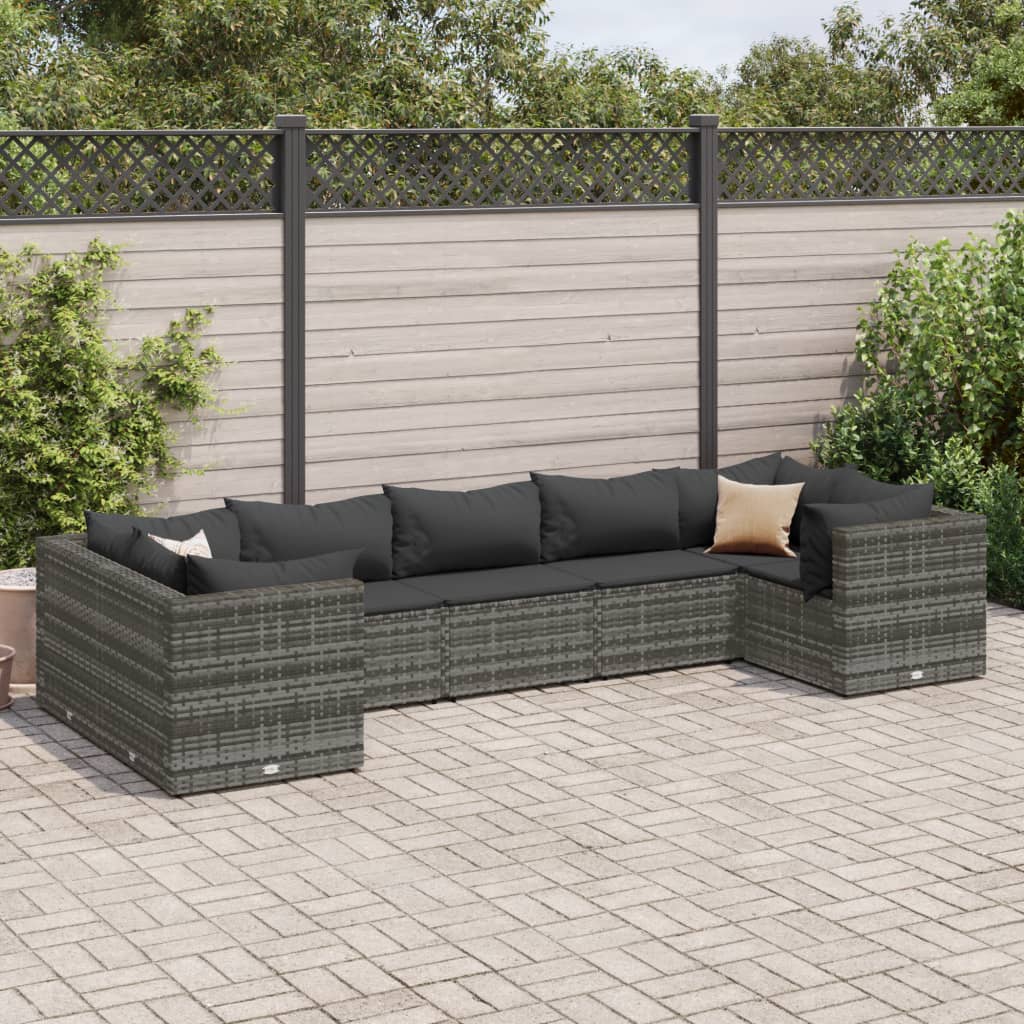 10-Tlg. Garten-Lounge-Set Mit Kissen Poly Rattan