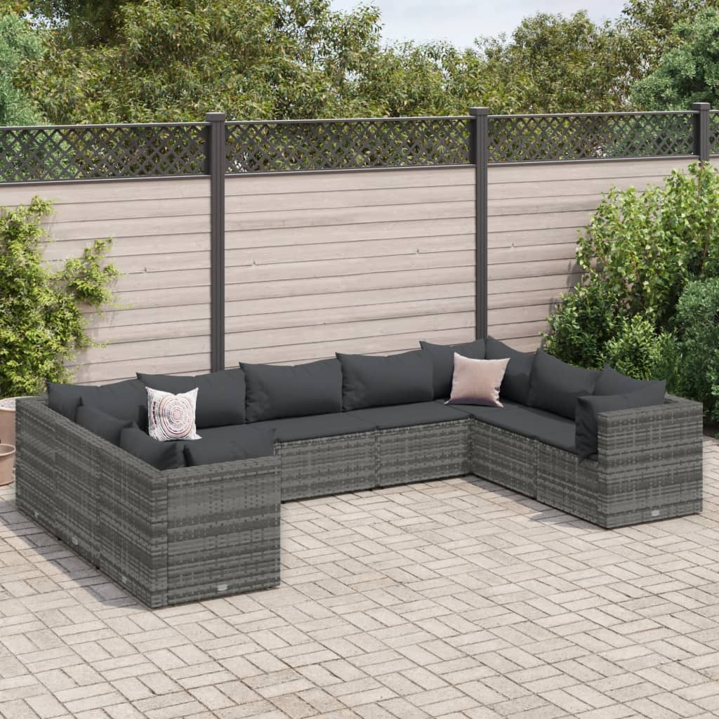 10-Tlg. Garten-Lounge-Set Mit Kissen Poly Rattan